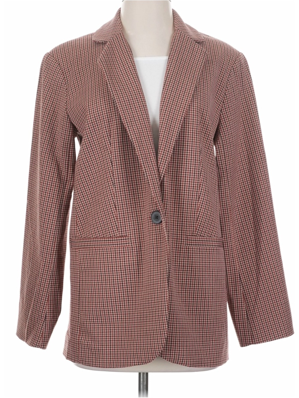 Women’s Single-Button Blazer in Rust Houndstooth